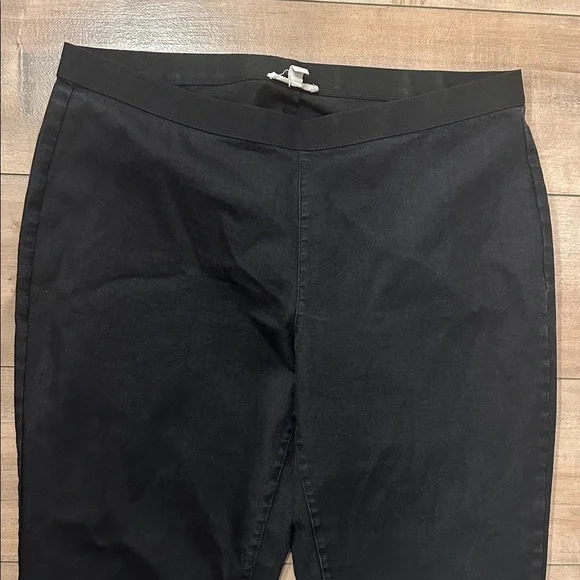 Eileen Fisher Black Coated Organic Cotton Stretchy Pull On Legging Pants Size M